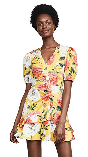 Parker Minna Asymmetrisches Minikleid mit Knopfleiste, Gelb