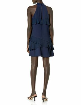 Parker Serafina Ärmelloses, gerade geschnittenes Minikleid mit Rüschen, Blau