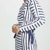 Parker Shauna Langarm Minikleid gestreift, Blau