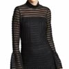 Parker Topanga MInikleid mit Stehkragen Langarm, Schwarz