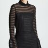 Parker Topanga MInikleid mit Stehkragen Langarm, Schwarz
