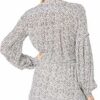 Parker Tyler Langärmliges Minikleid mit gesmokter Taille, Grau