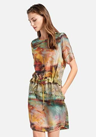 Peter Hahn Abendkleid mit 1/2-Arm und Bindeband, Bunt