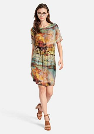 Peter Hahn Abendkleid mit 1/2-Arm und Bindeband, Bunt