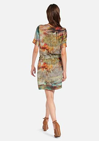 Peter Hahn Abendkleid mit 1/2-Arm und Bindeband, Bunt