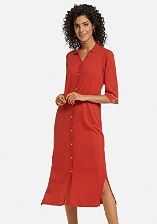 Peter Hahn Strickkleid mit 1/2-Arm mit Perlmuttknöpfen, Rot
