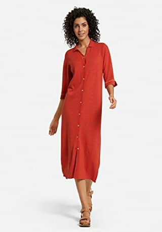 Peter Hahn Strickkleid mit 1/2-Arm mit Perlmuttknöpfen, Rot