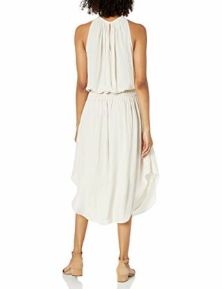 Ramy Brook Abendkleid Gesmokte Taille, Blouson-Stil, Weiß