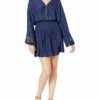 Ramy Brook Langärmliges Mini Kleid mit Nieten, Blau