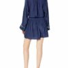 Ramy Brook Langärmliges Mini Kleid mit Nieten, Blau