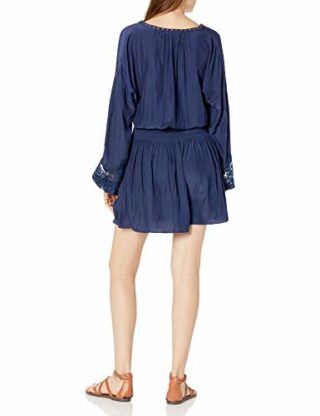 Ramy Brook Langärmliges Mini Kleid mit Nieten, Blau