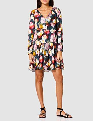 Replay W9660 Midikleid mit Muster, Schwarz