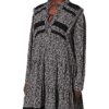 Replay W9709 Midikleid mit Muster, Schwarz