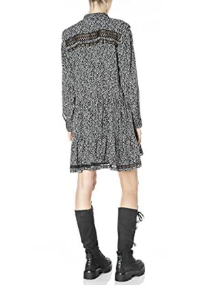Replay W9709 Midikleid mit Muster, Schwarz