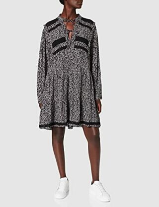 Replay W9709 Midikleid mit Muster, Schwarz
