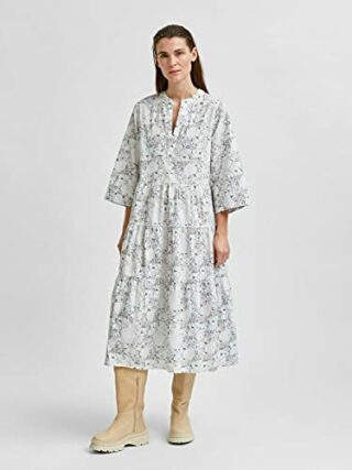 SELECTED FEMME Female Kleid A-Form Gürtel, Weiß