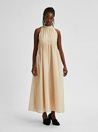 SELECTED FEMME Female Kleid Strukturiert ärmellos Maxi, Weiß