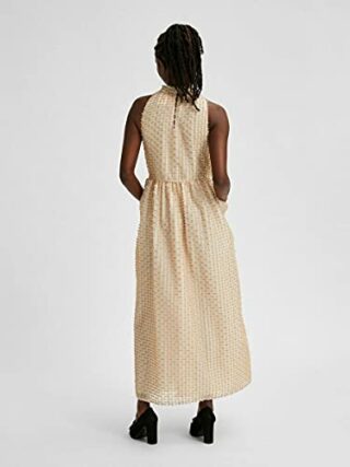 SELECTED FEMME Female Kleid Strukturiert ärmellos Maxi, Weiß