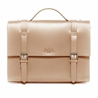 SID & VAIN Boston Aktentasche aus Leder, Beige