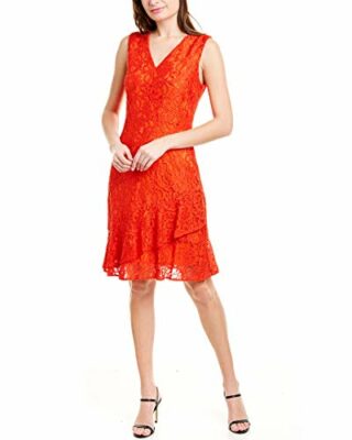 Sam Edelman Ärmelloses Rüschen-Kleid: Mini-Kleid, Orange