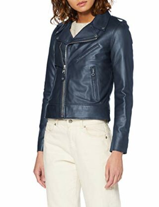 Schott NYC Lcw1601d Lederjacke Damen, Blau