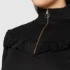 Scotch & Soda Maison Gesmoktes Jerseykleid mit hohem Kragen, Schwarz