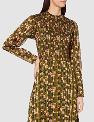 Scotch & Soda Maison Transparentes Maxikleid mit Print, Braun