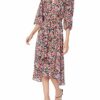 Shoshanna Bedrucktes Midikleid mit 3/4-Ärmel, Pink