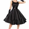 Swing Abendkleid, Satinkleid ärmellos, Schwarz