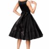 Swing Abendkleid, Satinkleid ärmellos, Schwarz