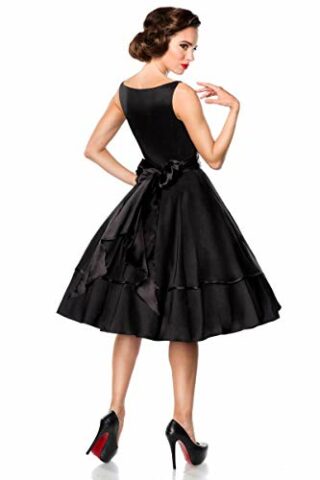 Swing Abendkleid, Satinkleid ärmellos, Schwarz
