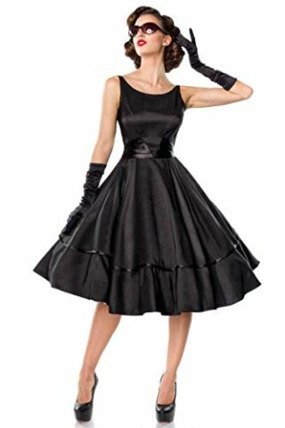 Swing Abendkleid, Satinkleid ärmellos, Schwarz