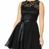 Swing Cocktail Kleid mit floraler Spitze, Schwarz