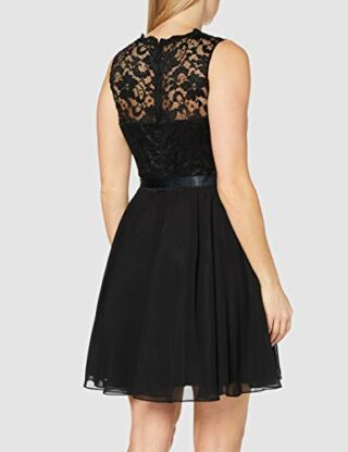 Swing Cocktail Kleid mit floraler Spitze, Schwarz