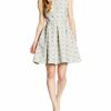 Swing Cocktailkleid mit Jacquard-Muster, Mini, Grau