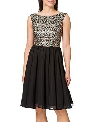 Swing Cocktailkleit mit paillettenbesetztem Oberteil, Schwarz