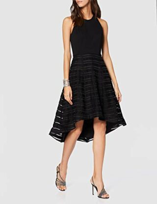 Swing Jerseykleid mit Streifenrock, Schwarz
