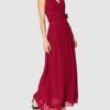 Swing Maxi-Kleid mit Zierblume, Abendkleid, Rot