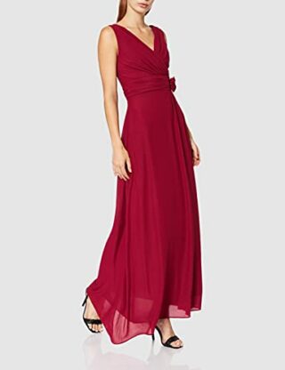 Swing Maxi-Kleid mit Zierblume, Abendkleid, Rot