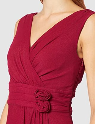 Swing Maxi-Kleid mit Zierblume, Abendkleid, Rot