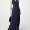 Swing Maxikleid, Abendkleid, V-Auschnitt, Blau