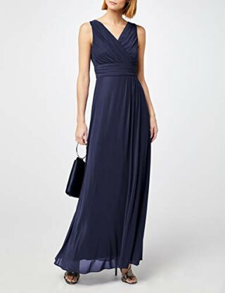 Swing Maxikleid, Abendkleid, V-Auschnitt, Blau