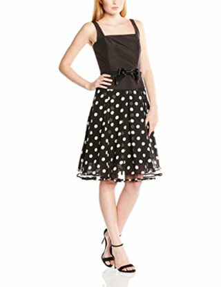 Swing Petticoat Abendkleid mit Polka Dots, Schwarz