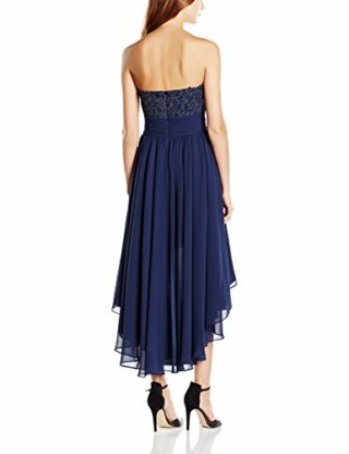 Swing Schulterfreies Abendkleid im Vokuhila-Stil, Blau