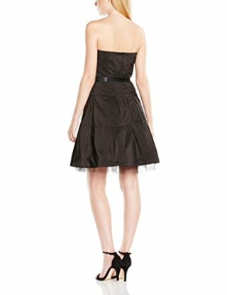 Swing Schulterfreies Petticoat Abendkleid mit Satinband, Schwarz
