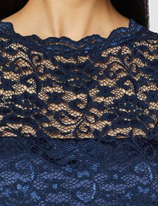 Swing Spitzenkleid mit Satinband, Blau