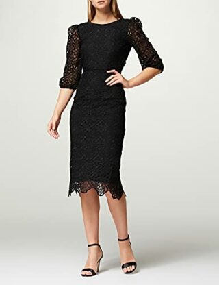 TRUTH & FABLE Abendkleid aus Spitze mit Rücken-Cutout, Schwarz