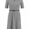 Taifun 580006-19264 A-Linien-Kleid, Gemustert, Schwarz