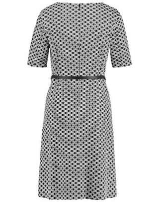 Taifun 580006-19264 A-Linien-Kleid, Gemustert, Schwarz