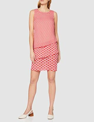 Taifun 580014-11019 A-Linien-Kleid, Gemustert, Pink